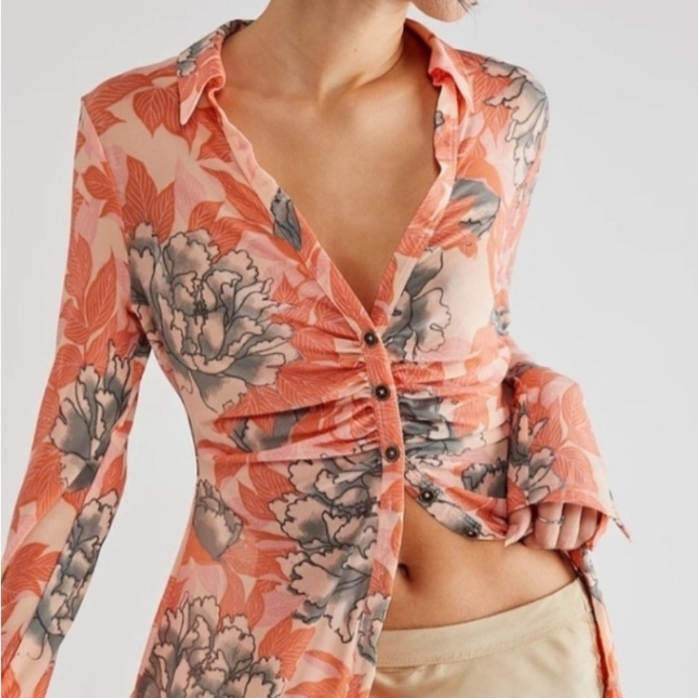 NWOTs - Free People Floral Button-Up Women's Top SZ Small